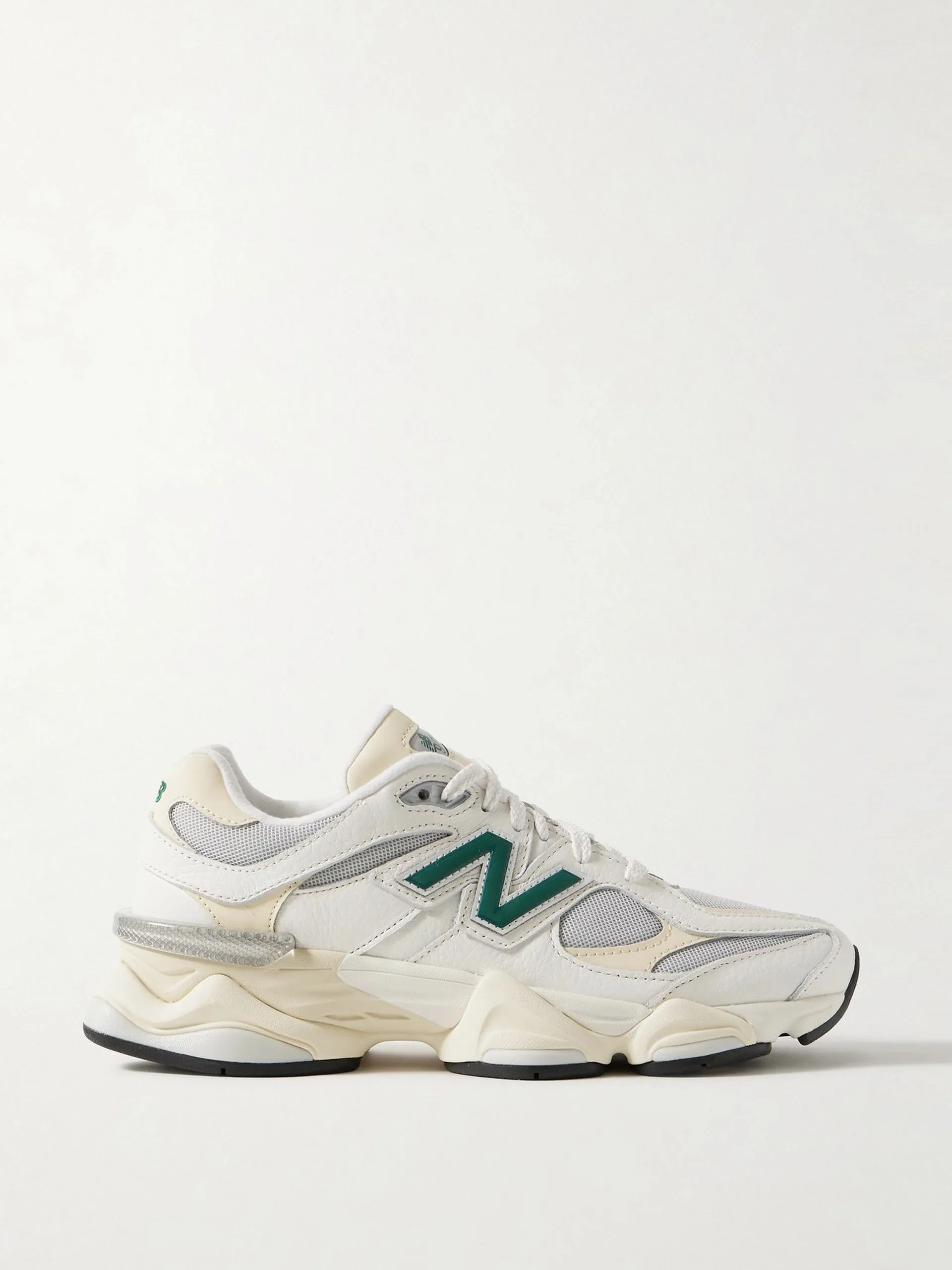 9060 rubber-trimmed textured-leather and mesh sneakers