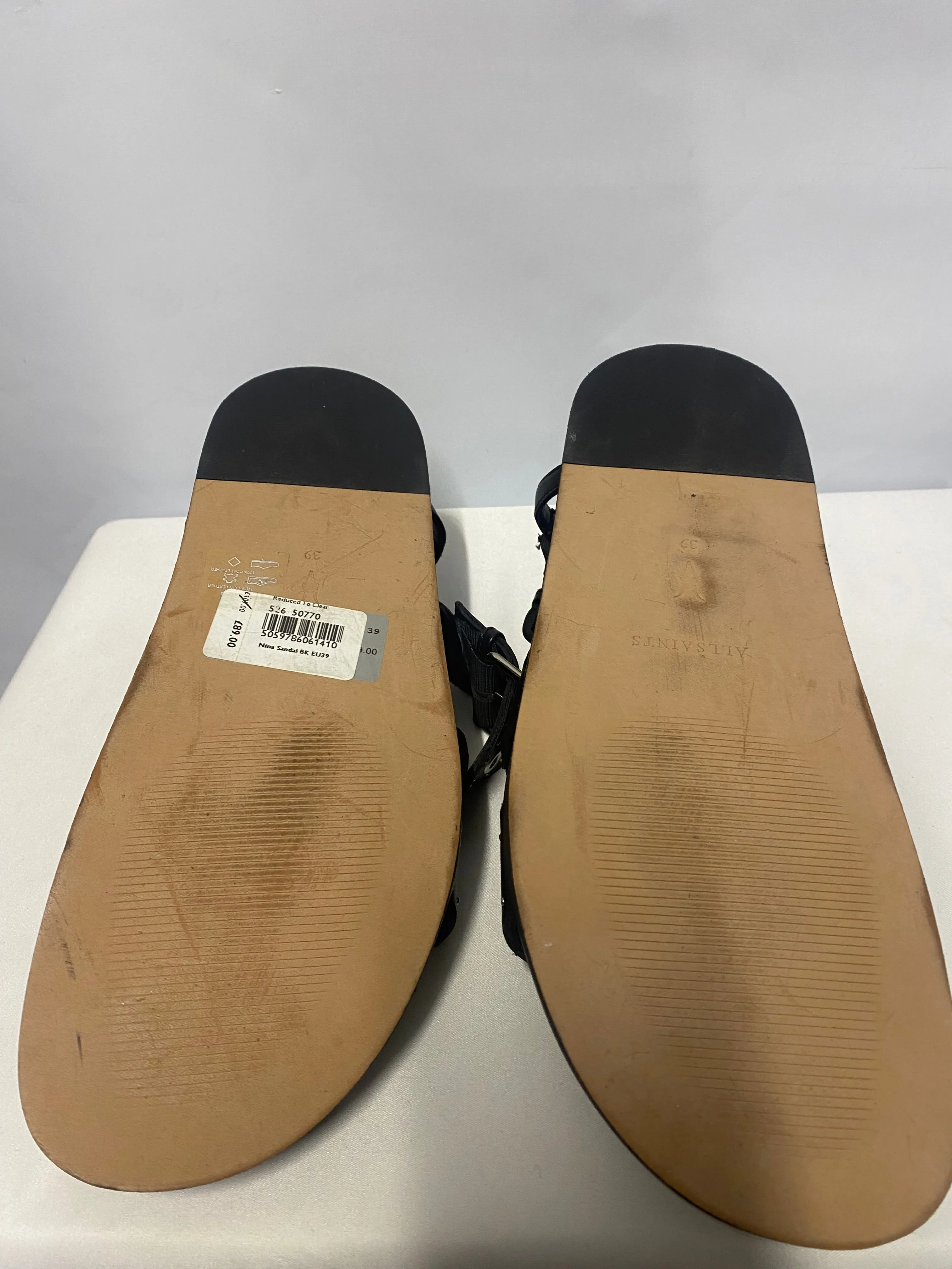 AllSaints Nina Black Studded Sandals In Box