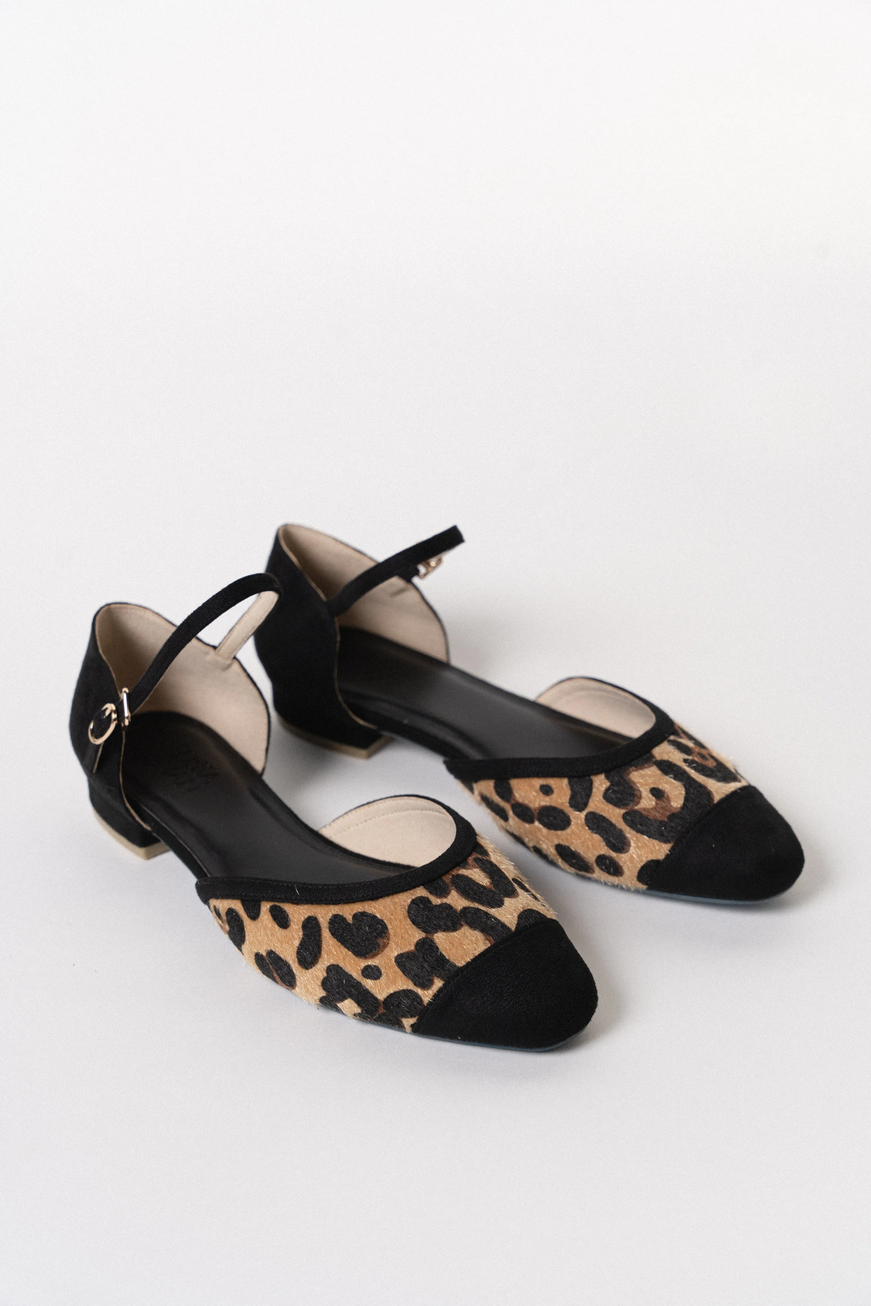 Alysse Ankle Strap D'orsay Flats (Leopard)