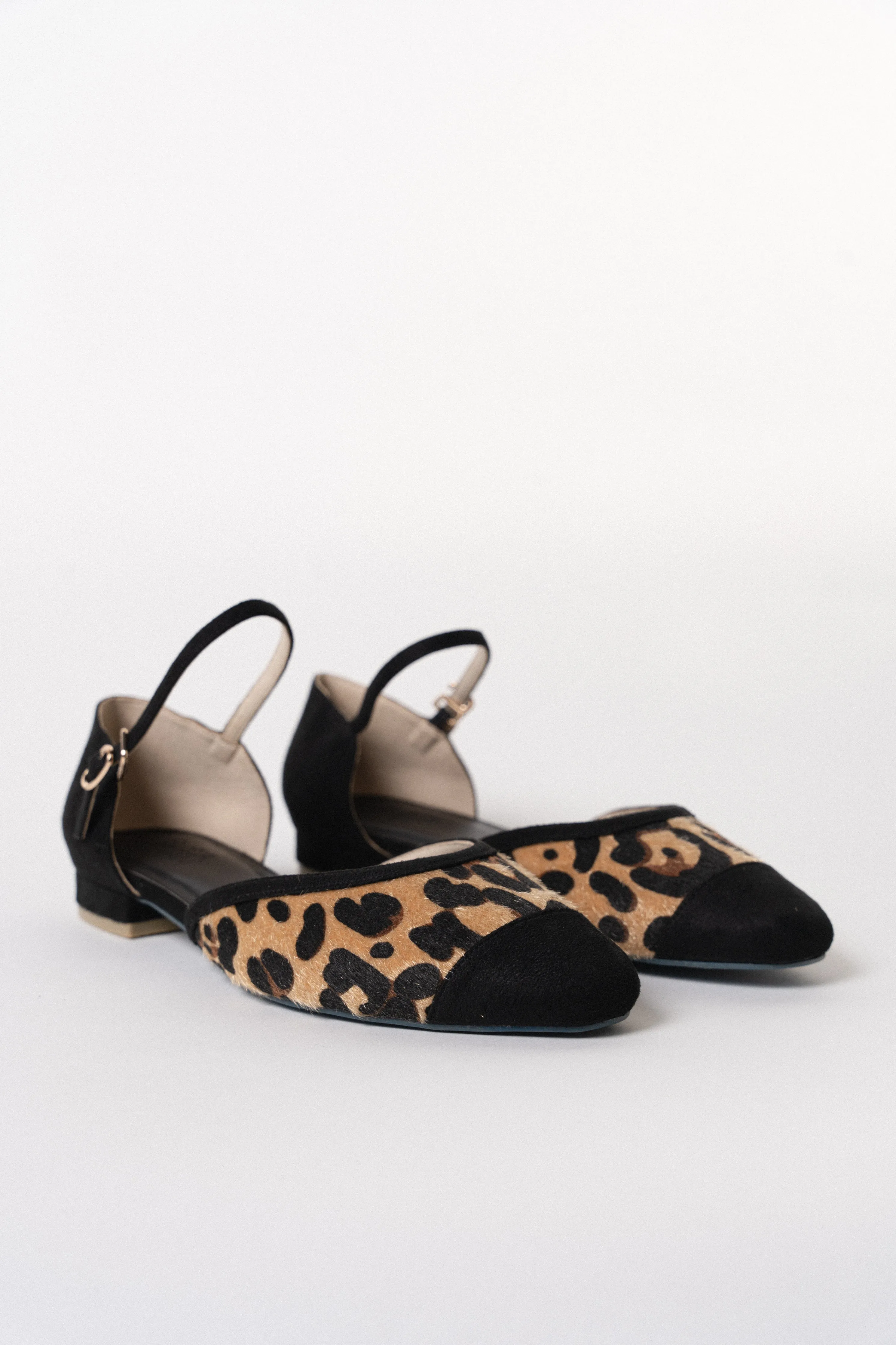 Alysse Ankle Strap D'orsay Flats (Leopard)