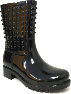 B-XFK Women's Rain Boots Rubber Short Indented Studded Garden Waterproof Ankle Snow Shoes Multi Colors