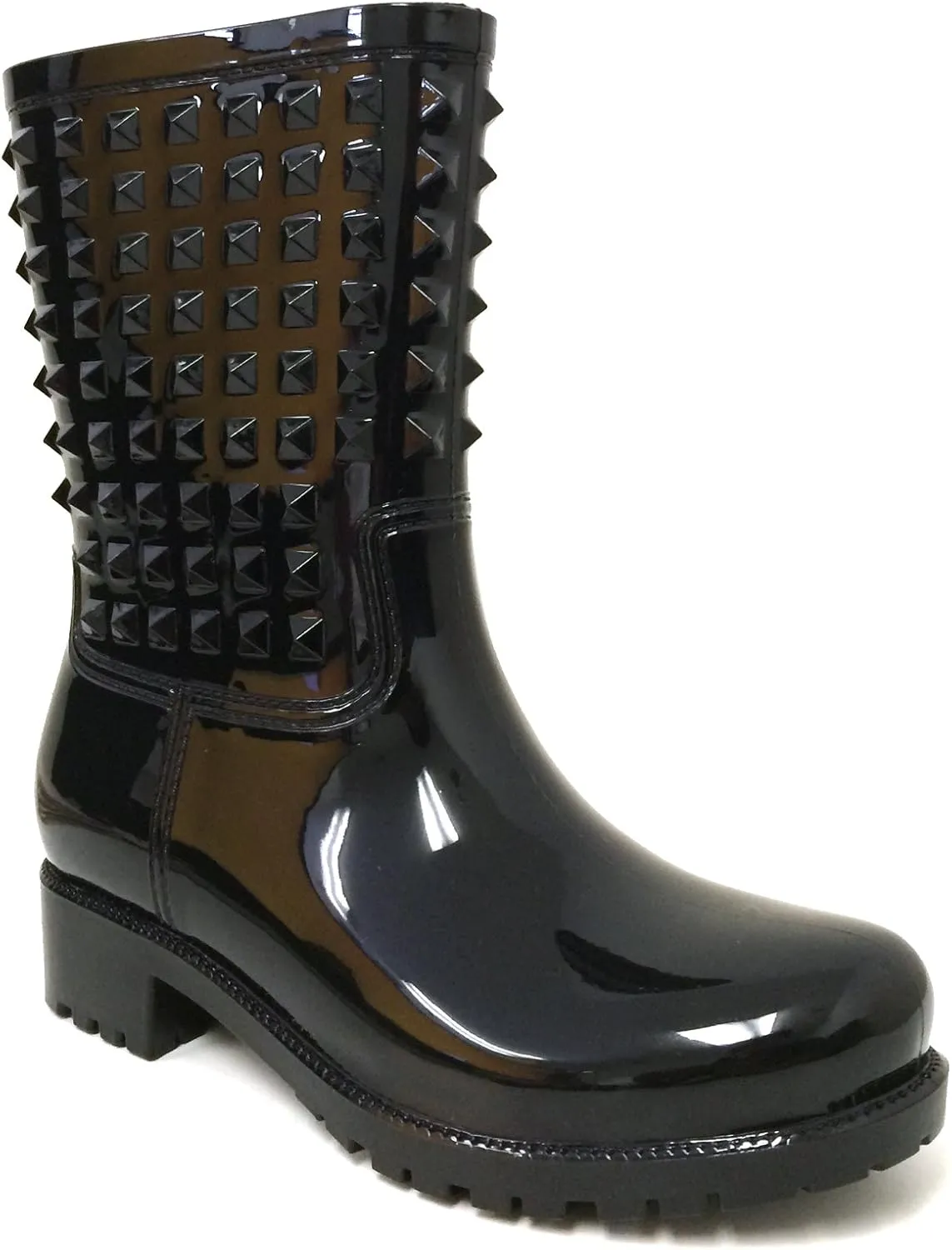 B-XFK Women's Rain Boots Rubber Short Indented Studded Garden Waterproof Ankle Snow Shoes Multi Colors