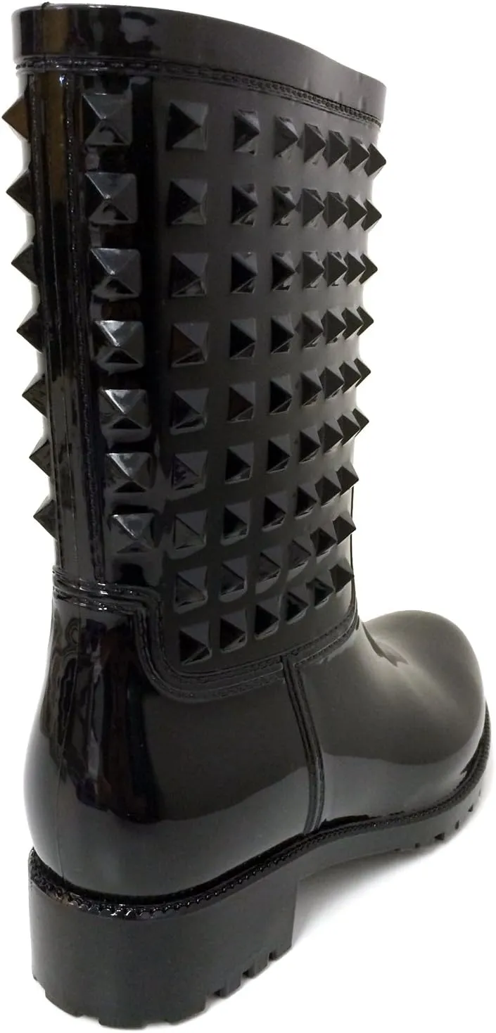 B-XFK Women's Rain Boots Rubber Short Indented Studded Garden Waterproof Ankle Snow Shoes Multi Colors