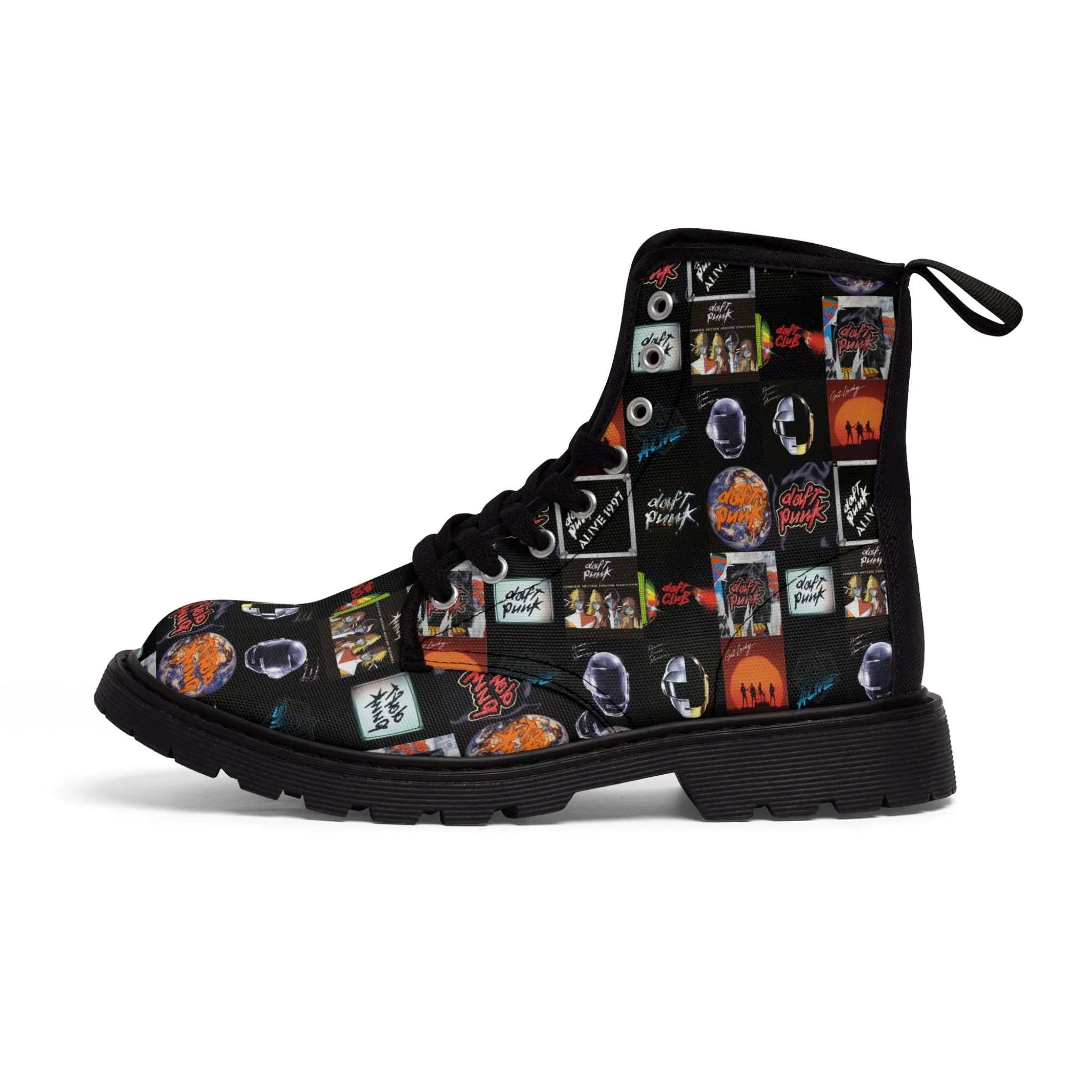 Daft Punk Album Cover Art Collage Women's Canvas Boots