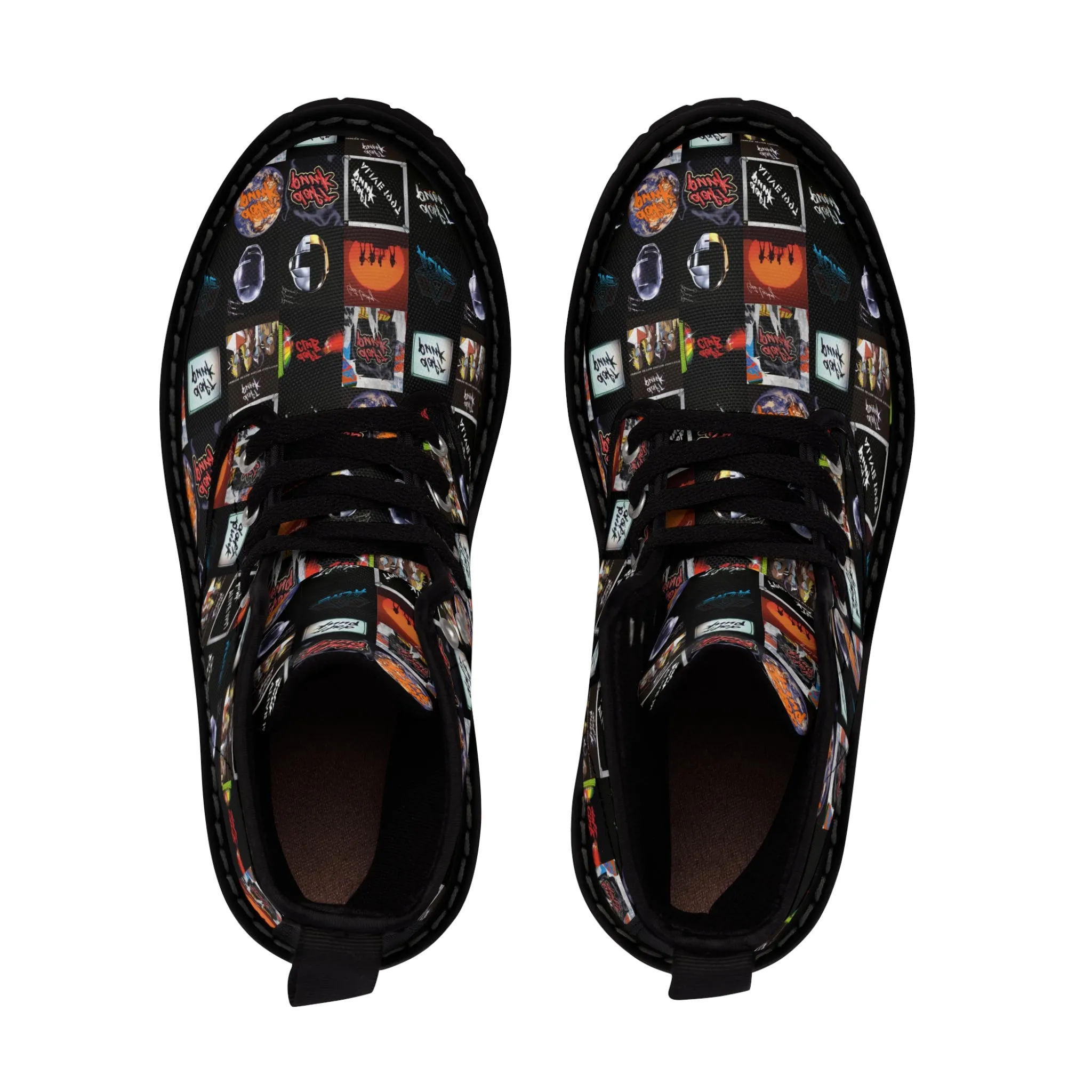 Daft Punk Album Cover Art Collage Women's Canvas Boots