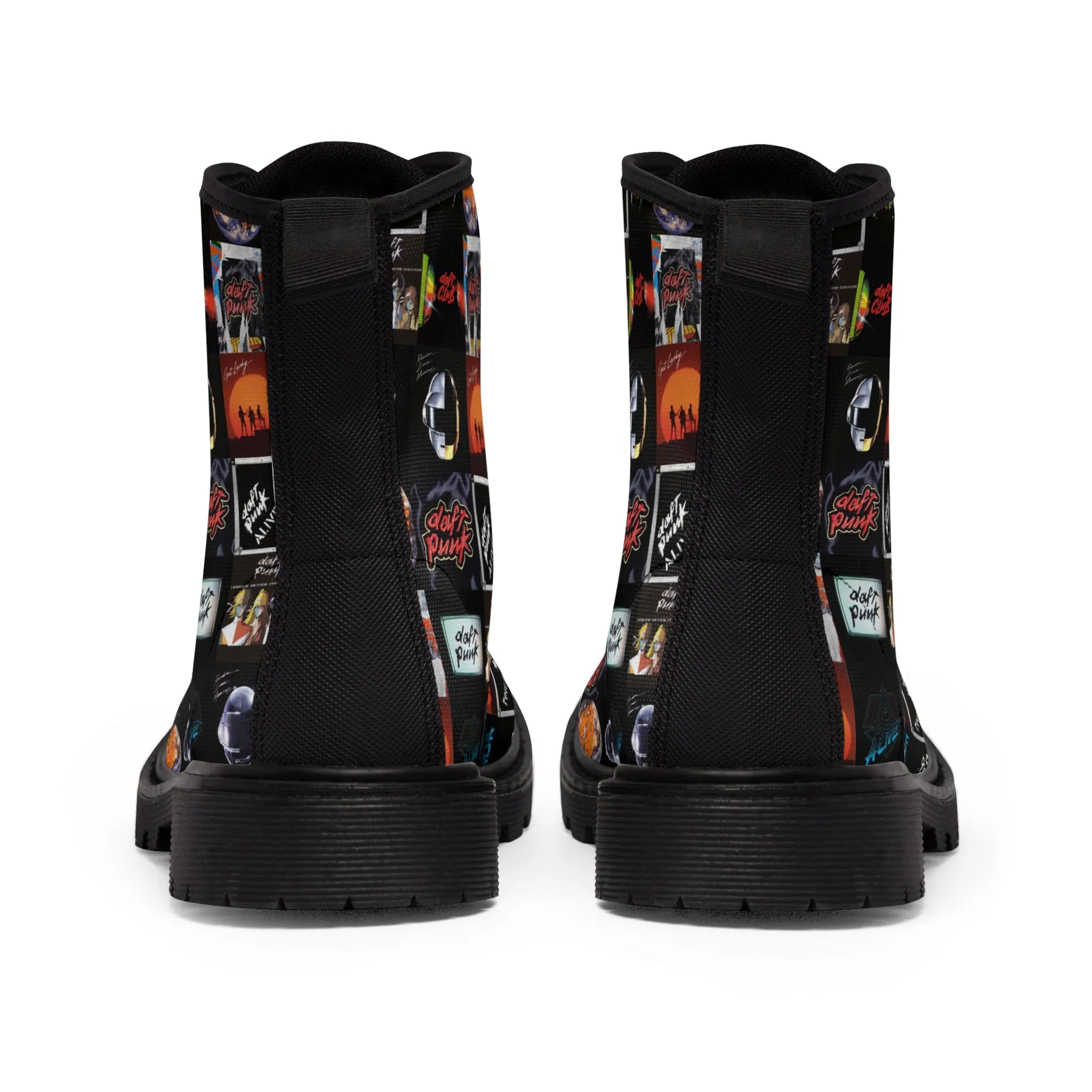 Daft Punk Album Cover Art Collage Women's Canvas Boots
