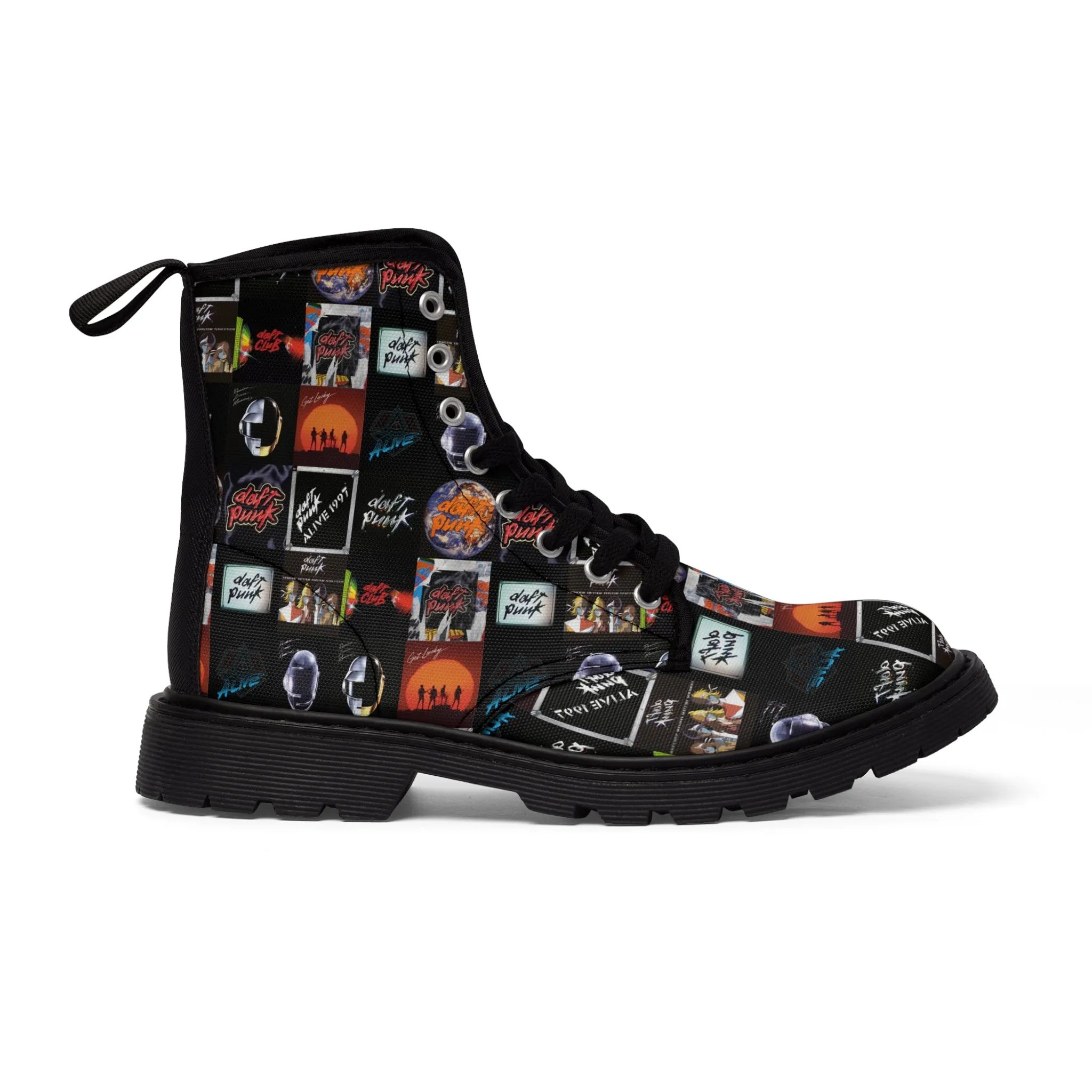Daft Punk Album Cover Art Collage Women's Canvas Boots