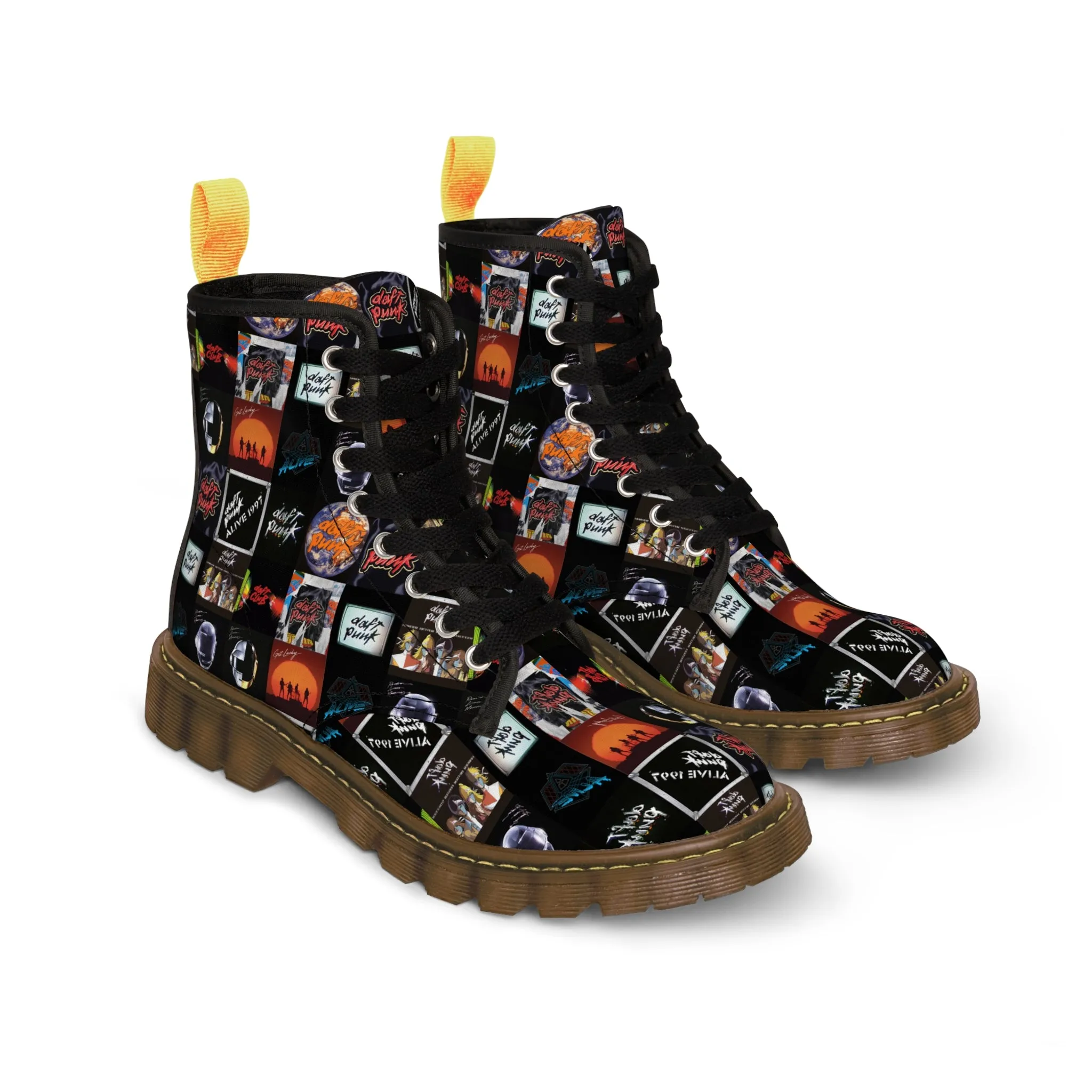 Daft Punk Album Cover Art Collage Women's Canvas Boots
