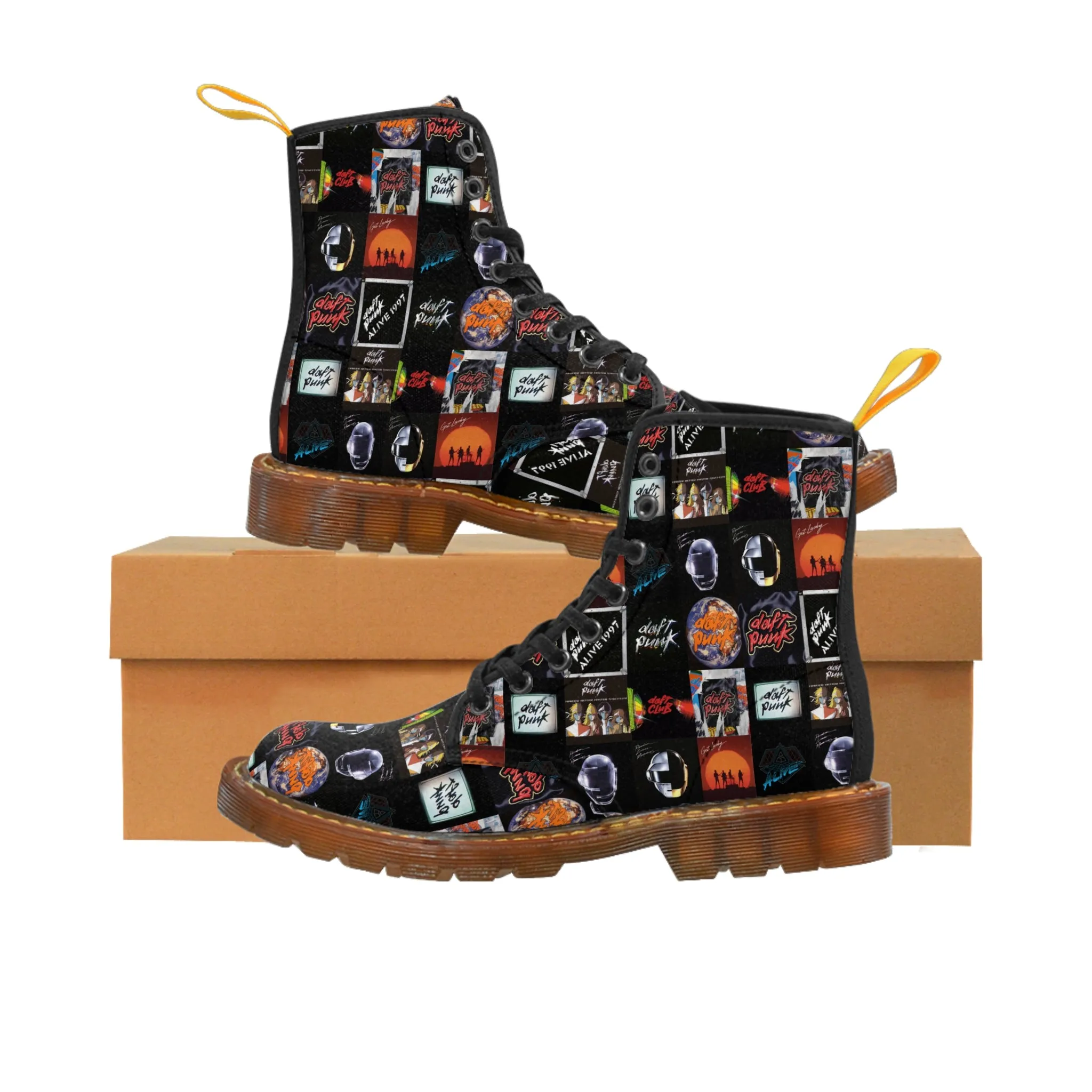 Daft Punk Album Cover Art Collage Women's Canvas Boots