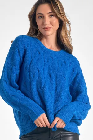 Distressed Hem Knit Sweater - Indigo