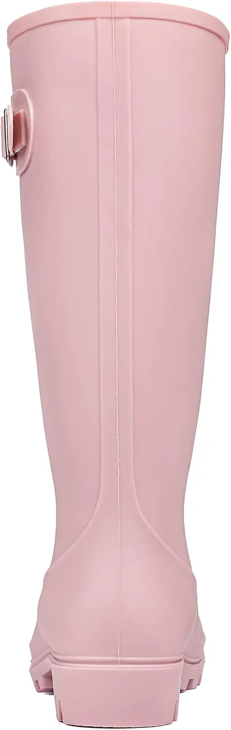 DKSUKO Women's Tall Rain Boots Garden Boots Waterproof Wellington Rubber Boots