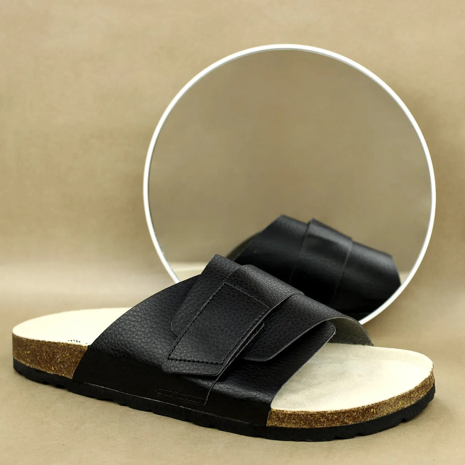 Double Layered Black Cork Formal Sandals for Men