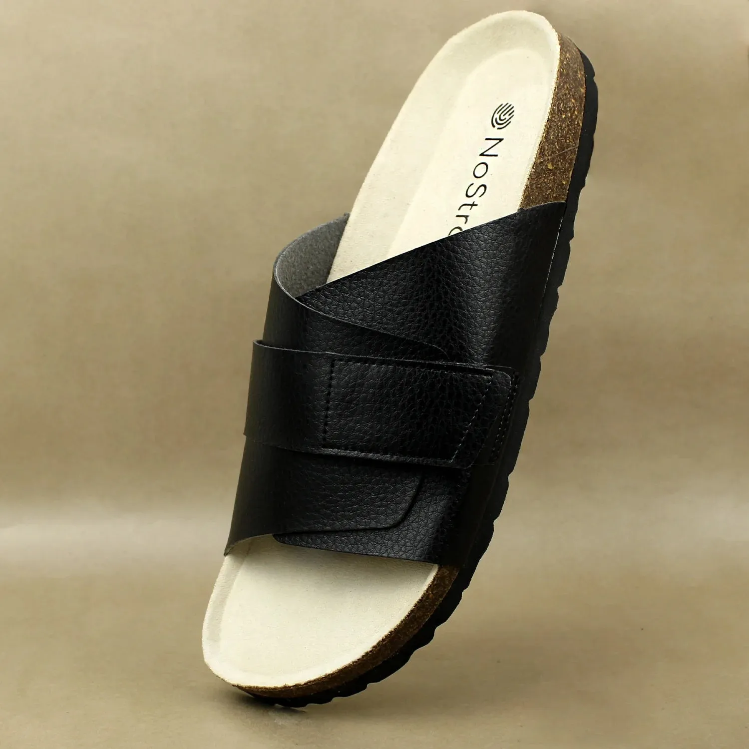 Double Layered Black Cork Formal Sandals for Men