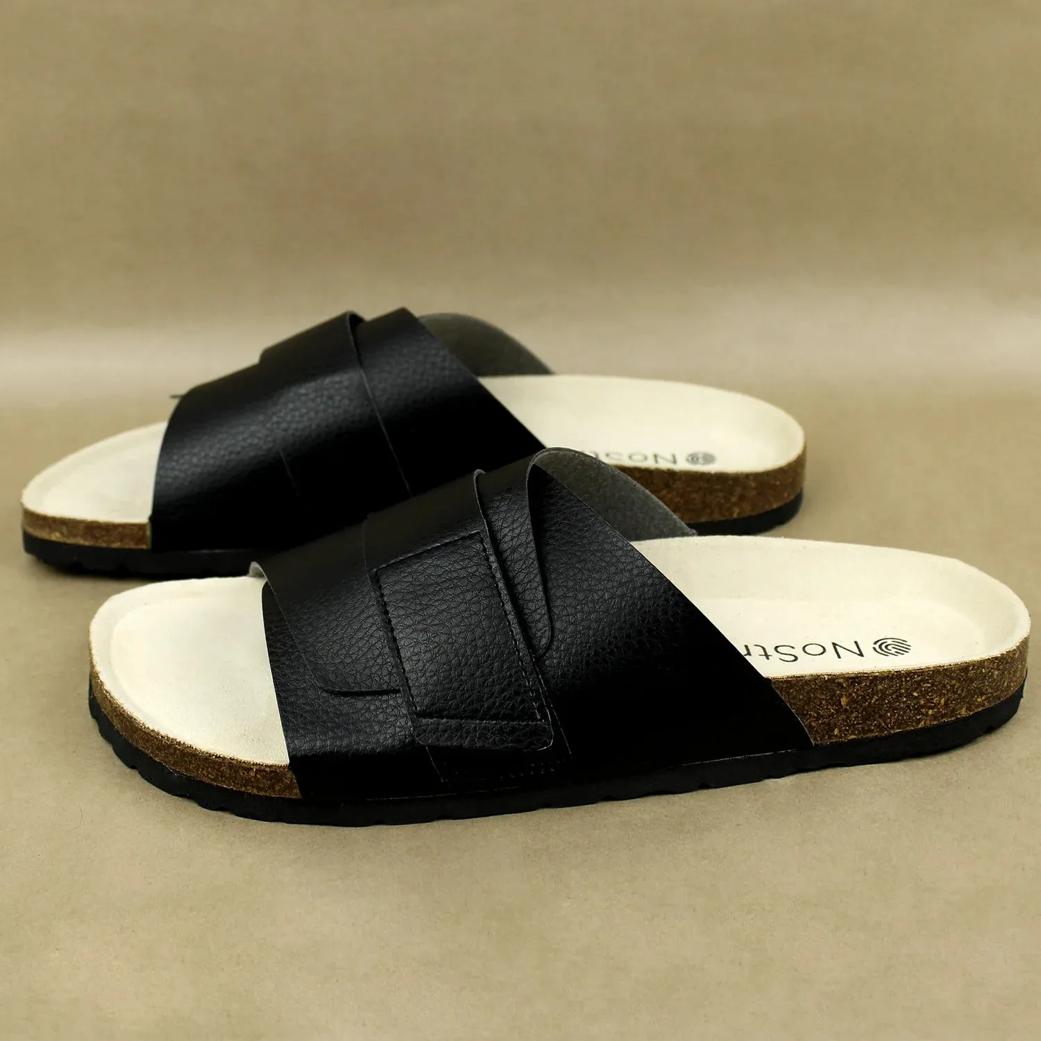 Double Layered Black Cork Formal Sandals for Men