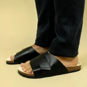 Double Layered Black Cork Formal Sandals for Men