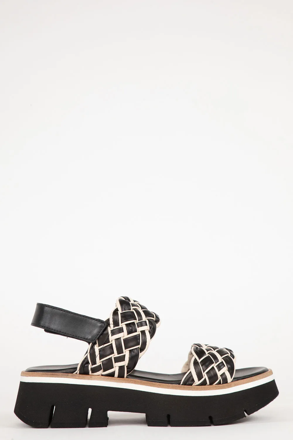 Duyba Two Tone Ivory/Blk Leather Sandals