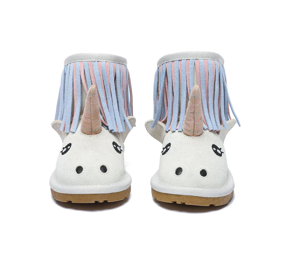 EVERAU® Kid Sheepskin Boots Unicorn Kids Plus