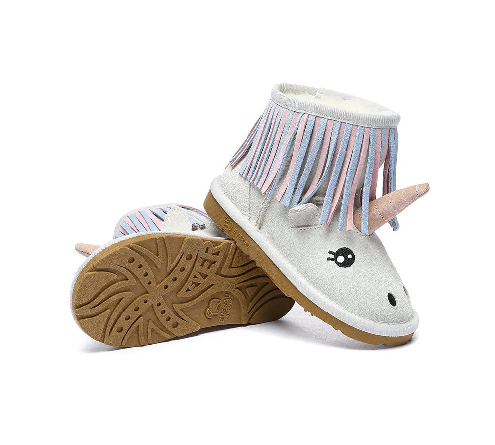 EVERAU® Kid Sheepskin Boots Unicorn Kids Plus