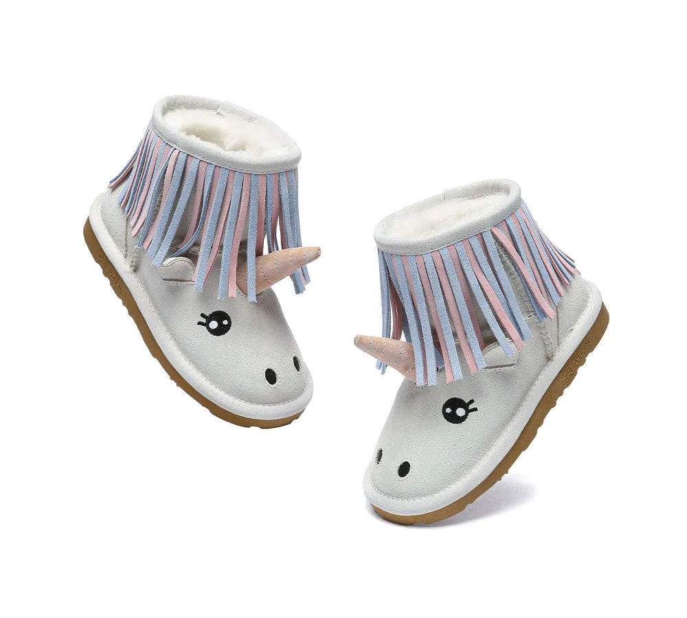 EVERAU® Kid Sheepskin Boots Unicorn Kids Plus