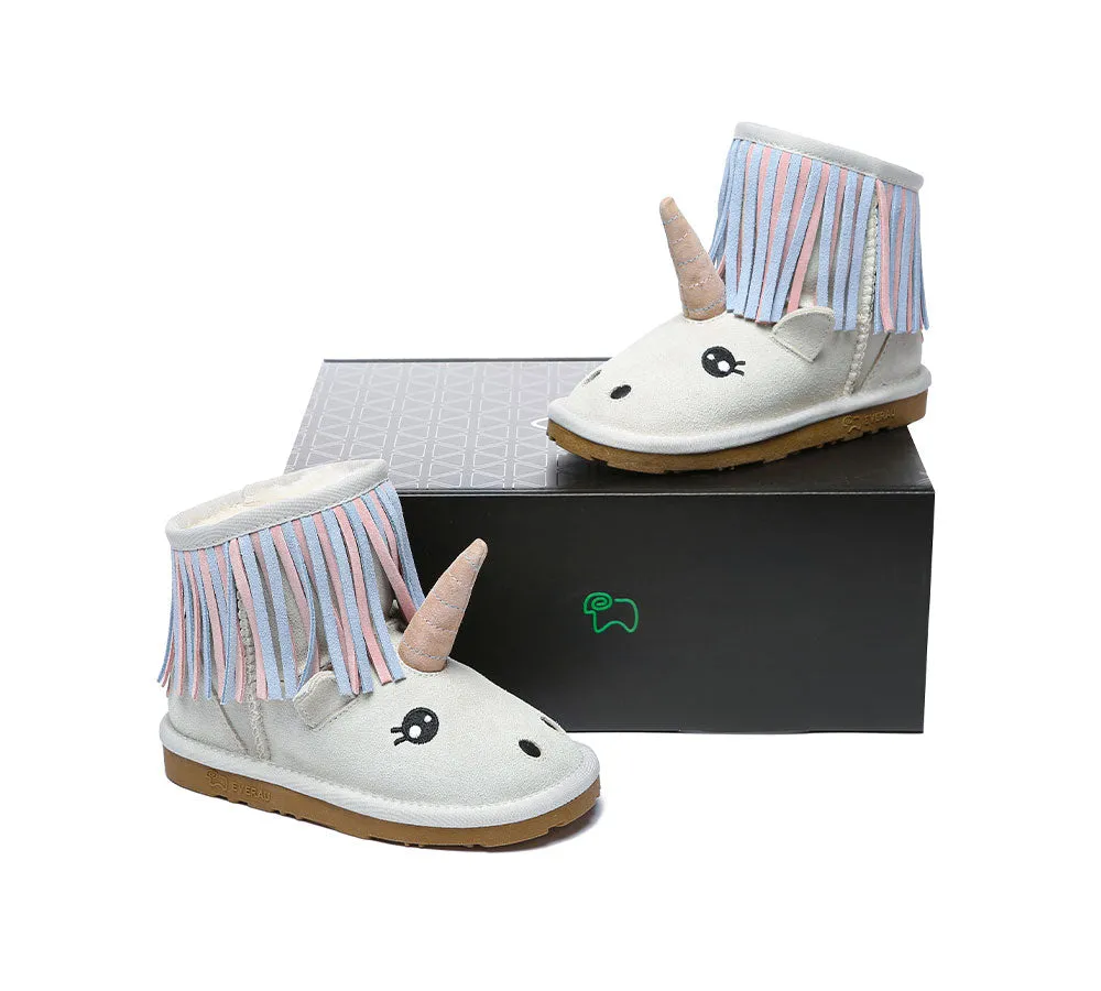 EVERAU® Kid Sheepskin Boots Unicorn Kids Plus