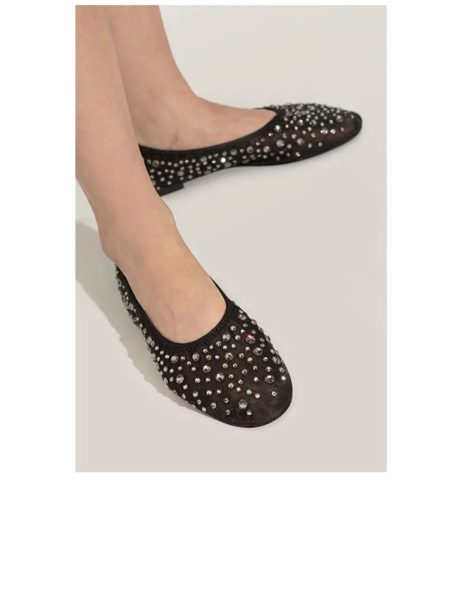 Flat Shoes With Crystal Embellishment