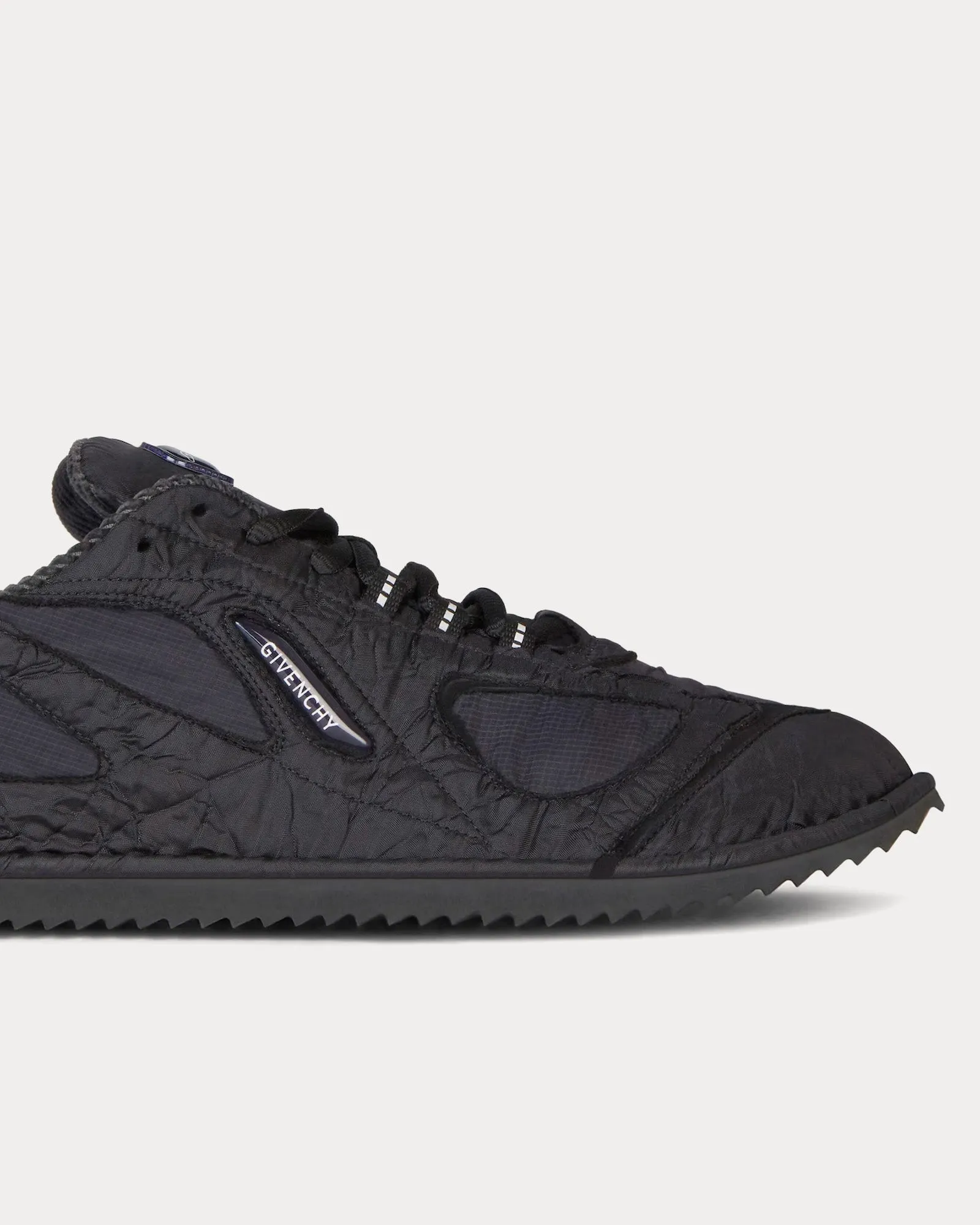 Flat Synthetic Fiber Black Low Top Sneakers
