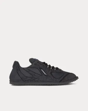 Flat Synthetic Fiber Black Low Top Sneakers