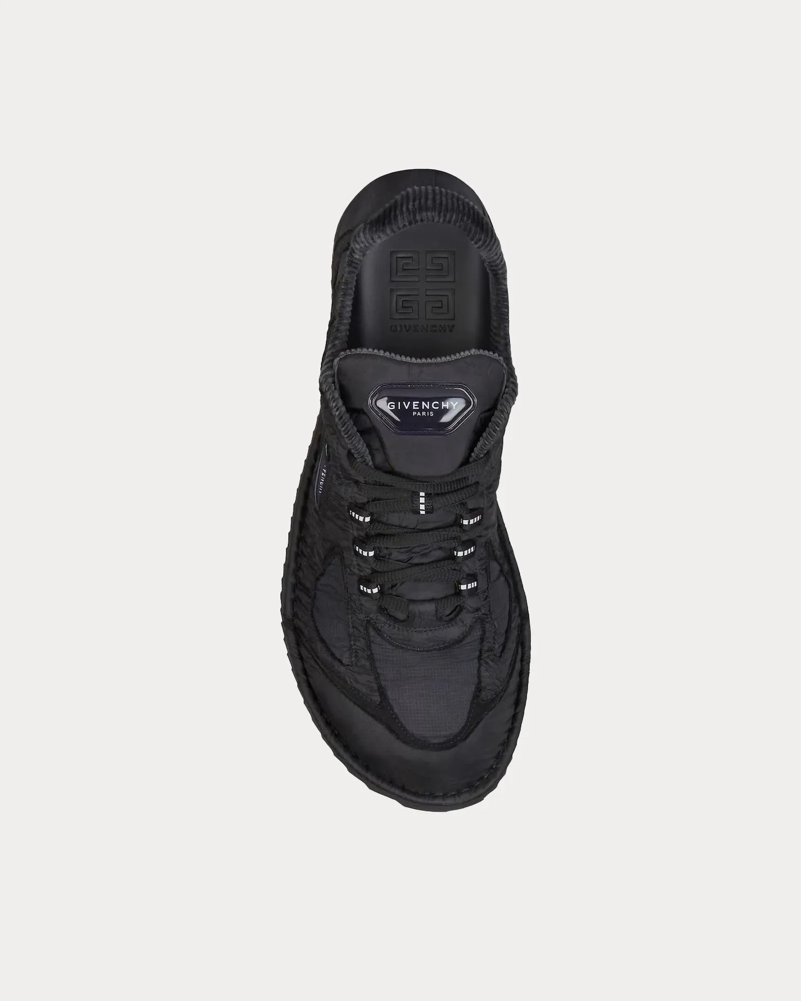 Flat Synthetic Fiber Black Low Top Sneakers