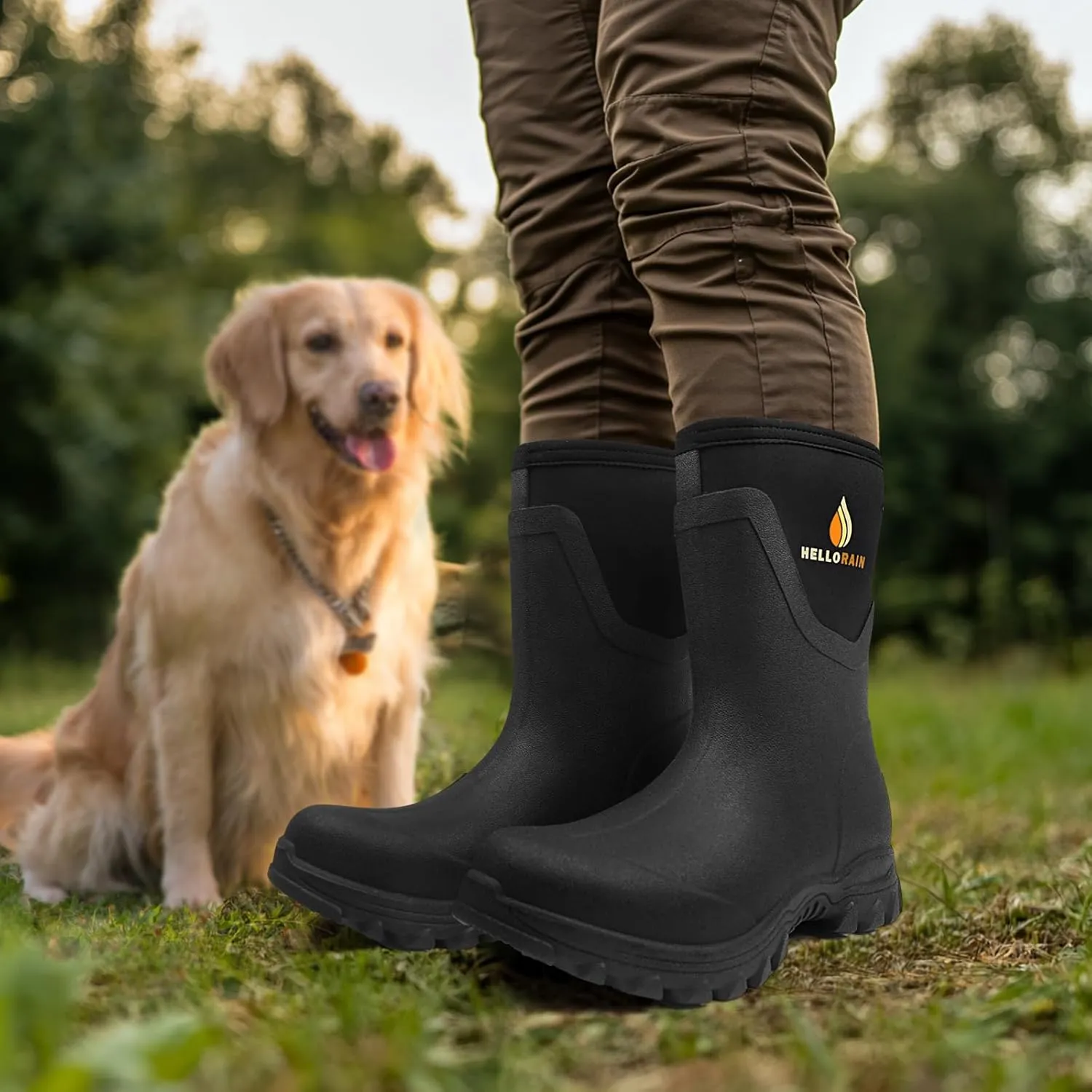 Hellorain Neoprene Rubber Waterproof Rainboots Muck Boots for Women Non-slip Lightweight Breathable Women's Rain Shoes Suitable for Farming, Fishing, Garden