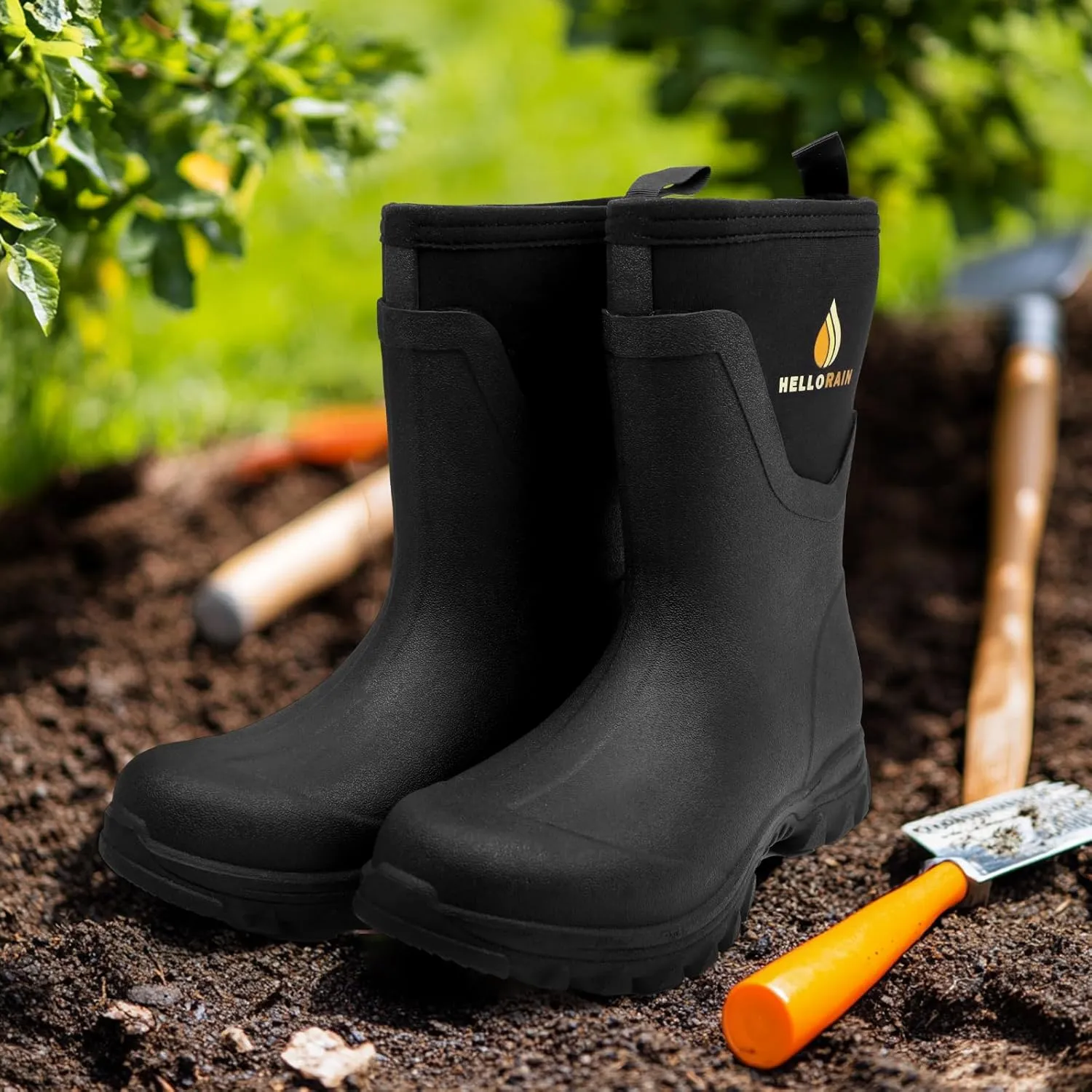 Hellorain Neoprene Rubber Waterproof Rainboots Muck Boots for Women Non-slip Lightweight Breathable Women's Rain Shoes Suitable for Farming, Fishing, Garden