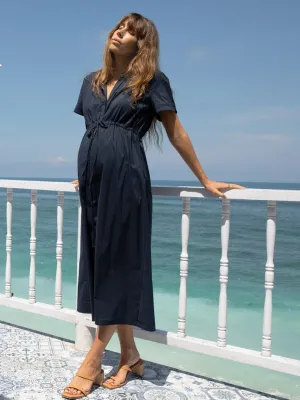 Joan Navy Maternity Midi Dress