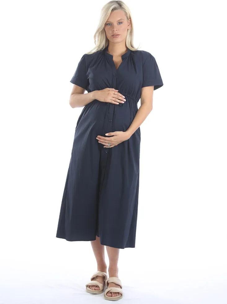 Joan Navy Maternity Midi Dress