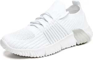 JSWEI Walking Tennis Shoes for Women - Breathable Comfortable Slip On Memory Foam Lightweight Casual Sneakers Lightweight Fashion Sneakers Upgrade Air Cushion Tennis Shoes for Gym Walking Work