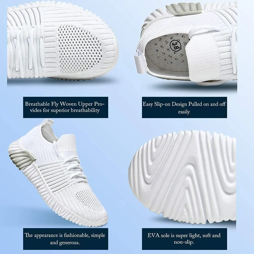 JSWEI Walking Tennis Shoes for Women - Breathable Comfortable Slip On Memory Foam Lightweight Casual Sneakers Lightweight Fashion Sneakers Upgrade Air Cushion Tennis Shoes for Gym Walking Work