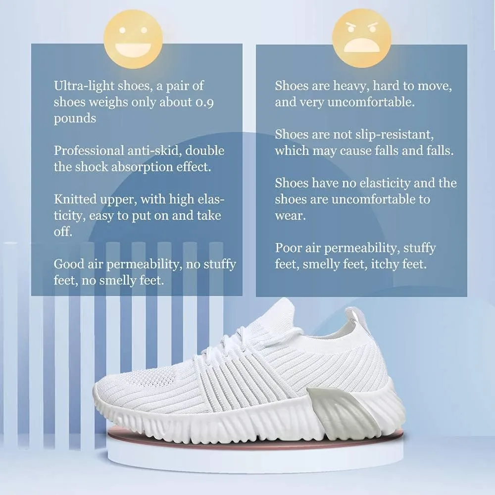 JSWEI Walking Tennis Shoes for Women - Breathable Comfortable Slip On Memory Foam Lightweight Casual Sneakers Lightweight Fashion Sneakers Upgrade Air Cushion Tennis Shoes for Gym Walking Work