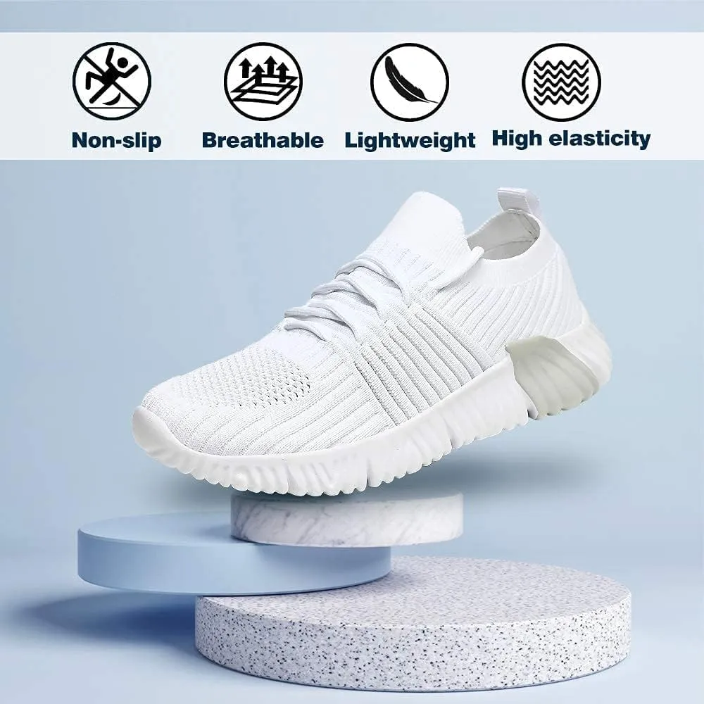JSWEI Walking Tennis Shoes for Women - Breathable Comfortable Slip On Memory Foam Lightweight Casual Sneakers Lightweight Fashion Sneakers Upgrade Air Cushion Tennis Shoes for Gym Walking Work