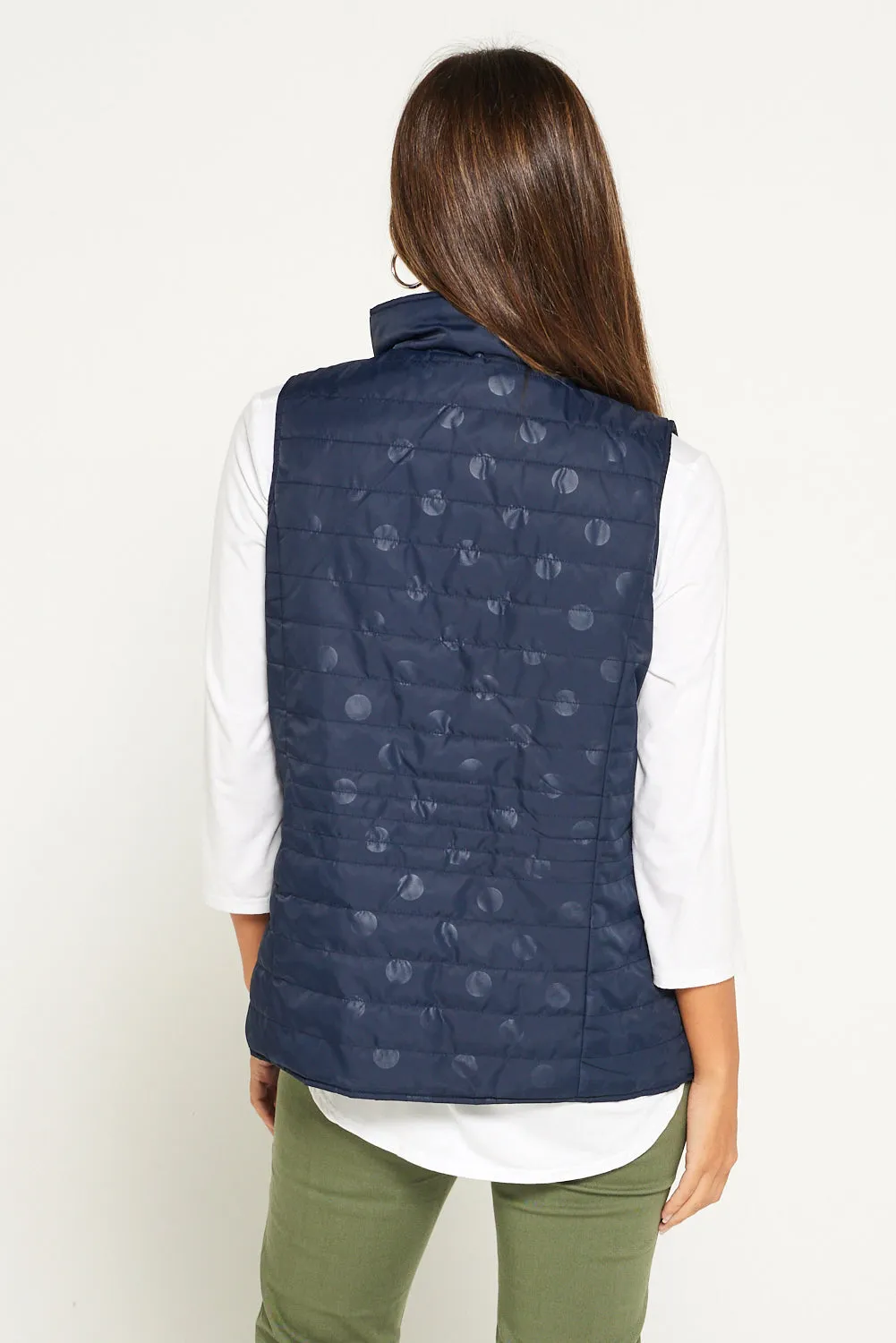 Kelly Reversible Puffer Vest - Navy Spot
