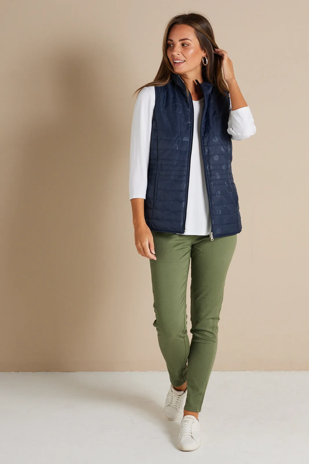 Kelly Reversible Puffer Vest - Navy Spot