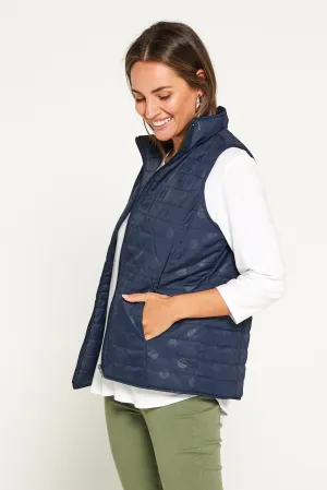Kelly Reversible Puffer Vest - Navy Spot