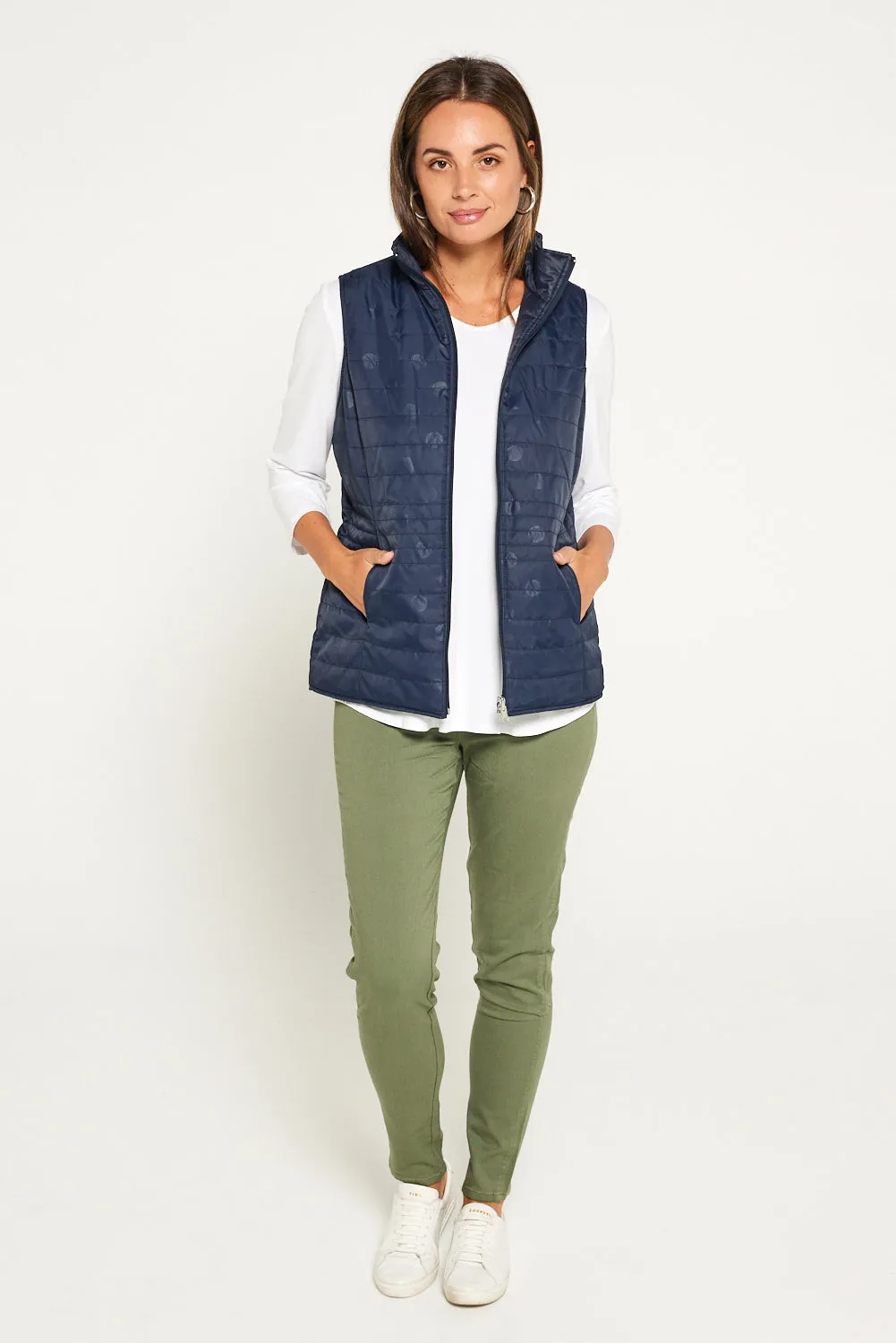 Kelly Reversible Puffer Vest - Navy Spot