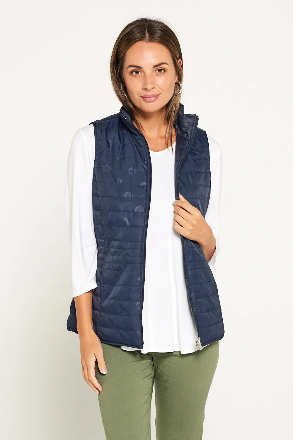 Kelly Reversible Puffer Vest - Navy Spot