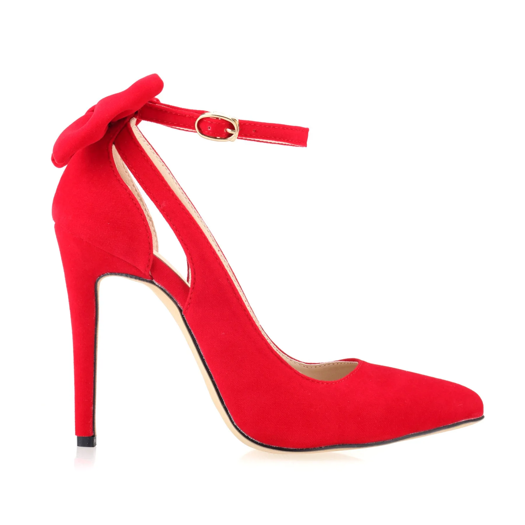 Ladies' Bowtie Pointed-Toe Velvet High Heel Cutout Sandals