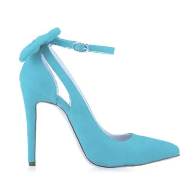 Ladies' Bowtie Pointed-Toe Velvet High Heel Cutout Sandals