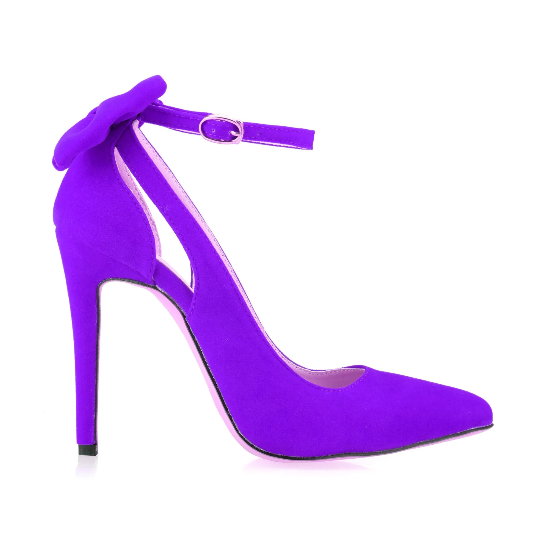 Ladies' Bowtie Pointed-Toe Velvet High Heel Cutout Sandals