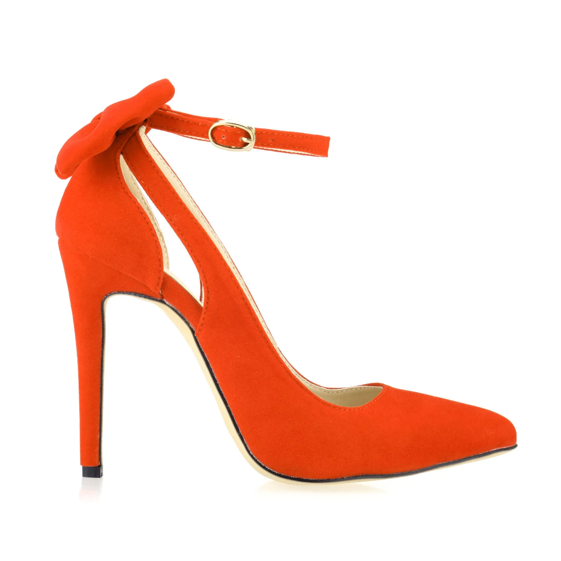 Ladies' Bowtie Pointed-Toe Velvet High Heel Cutout Sandals