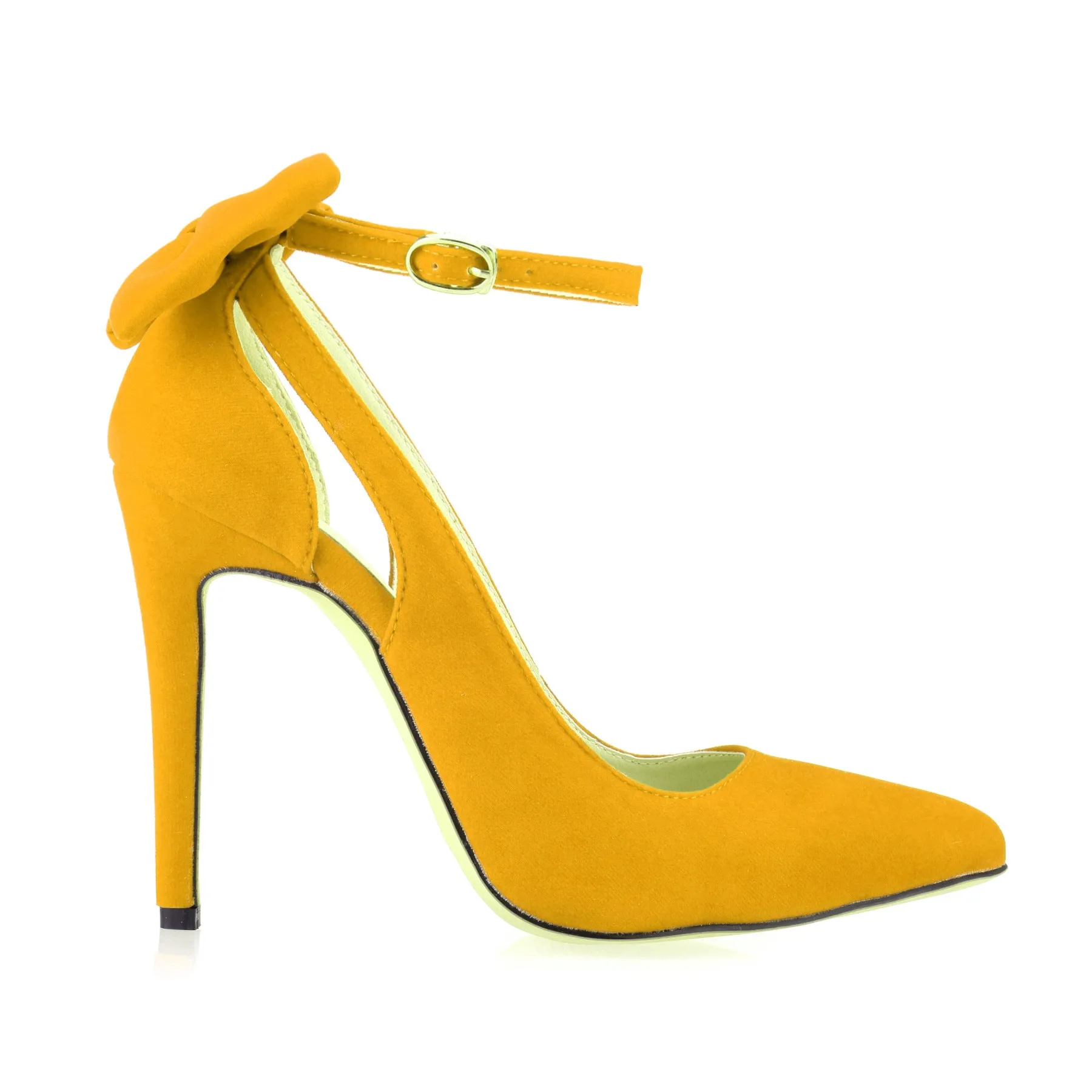 Ladies' Bowtie Pointed-Toe Velvet High Heel Cutout Sandals