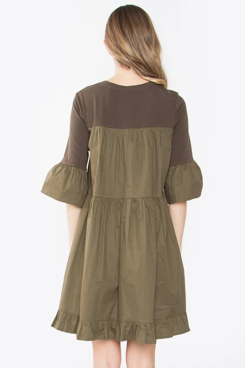 Lukas Knit Poplin Olive Dress