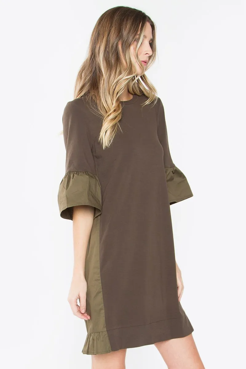 Lukas Knit Poplin Olive Dress