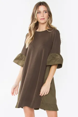 Lukas Knit Poplin Olive Dress