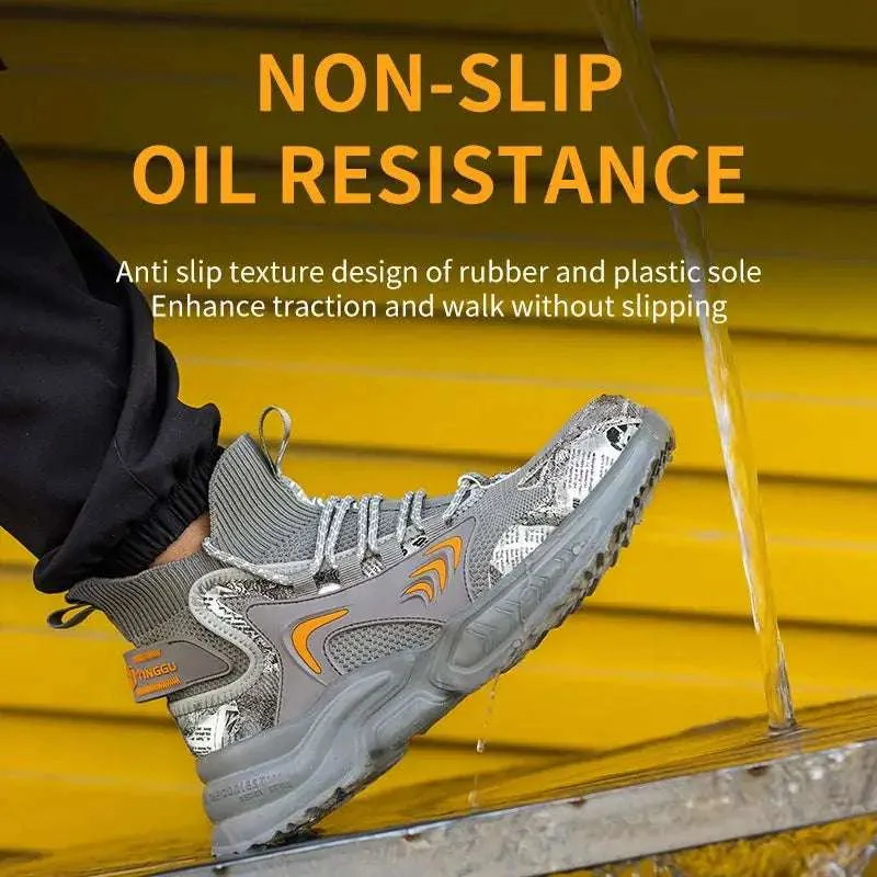 Luminous Steel Toe Work Sneakers – Anti-Slip, Comfortable Safety Footwear